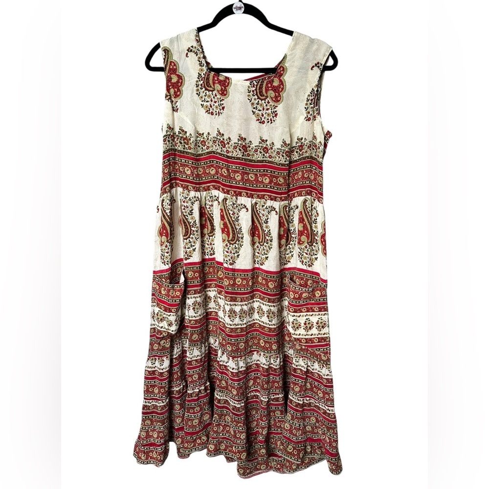 100% silk, vintage paisley bohemian dress, medium